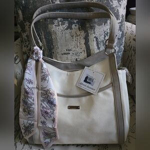 Alfred Dunner Vegan Leather Lg Shoulder Bag NWT w/ Twilly